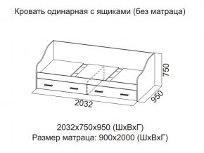 Кровать одинарная с ящиками (Без матраца 0,9*2,0) в Нижней Туре - nizhnyaya-tura.magazin-mebel74.ru | фото